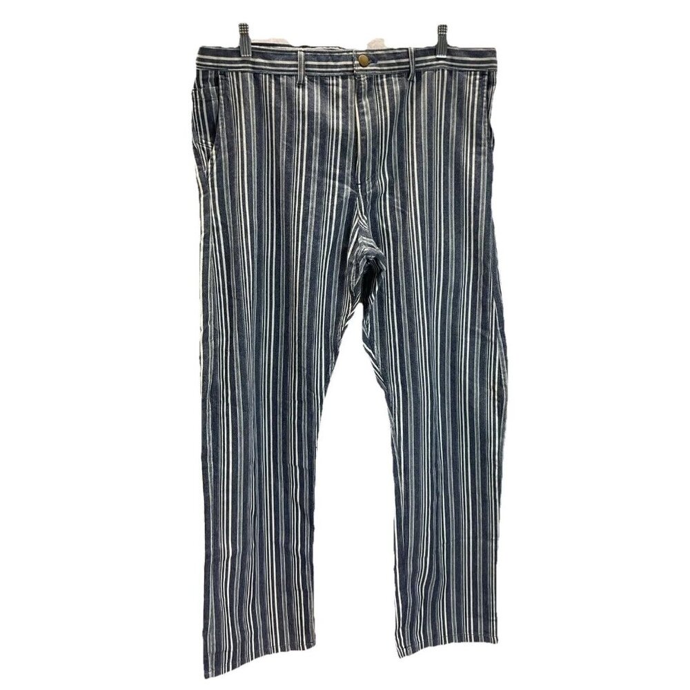 Corridor New York Striped Pants jeans Mens Size 36x32 White Indigo Stripe Casual